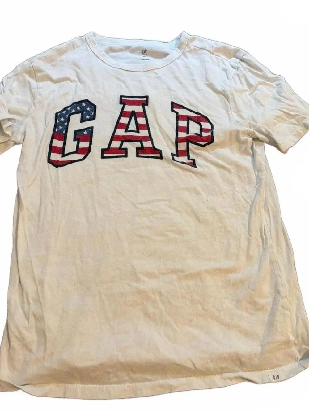 GAP Kids Boys White Casual T-Shirt with American Flag Print - XXL